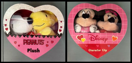 NEW Heart Shaped Plush Gift Boxes Snoopy Woodstock or Mickey Minnie Mouse just $8 each