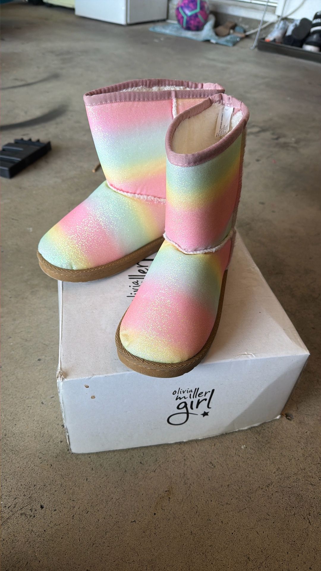 Olivia Miller Girl Rainbow Boots (Youth Size 5)