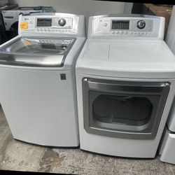 WHITE LG TOP LOAD WASHER DRYER SET
