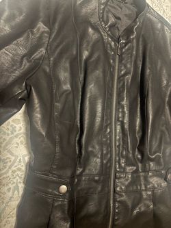 Black Leather Zip-Up Jacket
