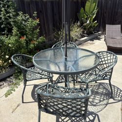 Patio Table Set and Umbrella Frame