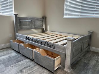 Full Solid Wood Bed Frame With 3 Drawers $540