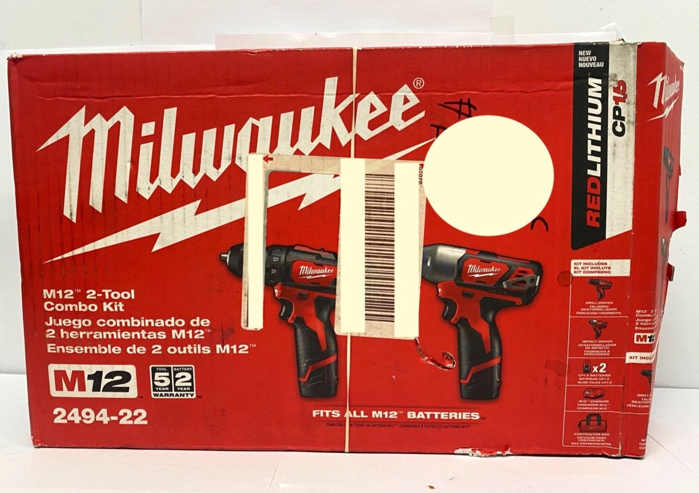 New Milwaukee 2494-22 M12 Cordless Combo Drill Kit Tools
