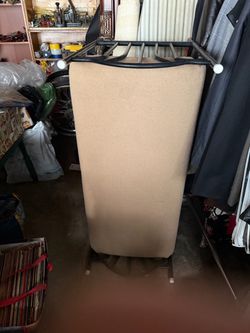 Upholstered beige wool bench metal base 40x17x18