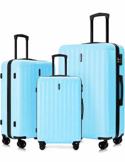 flieger 3 Piece Luggage Set,ABS Hardshell Lightweight Travel Suitcase with Spinner Wheels,20/24/28 Inch, 5 Colors Available