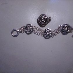 925 Rose Bracelet  And Rose Pendant Absolutely Stunning