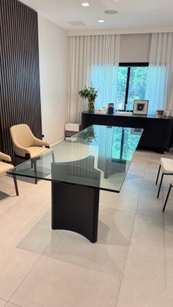 Restoration Hardware Dalton Dining Table 108” glass top