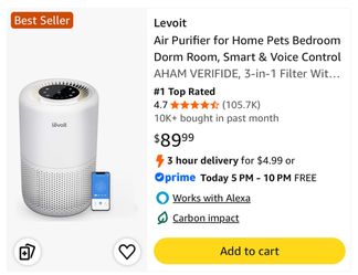 Levoit Air Purifier for Home Pets Bedroom / Purificador de Aire (200S-P) Gray color