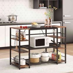 New Kitchen Island, 43.3" Kitchen Bakers Rack with Open Shelves