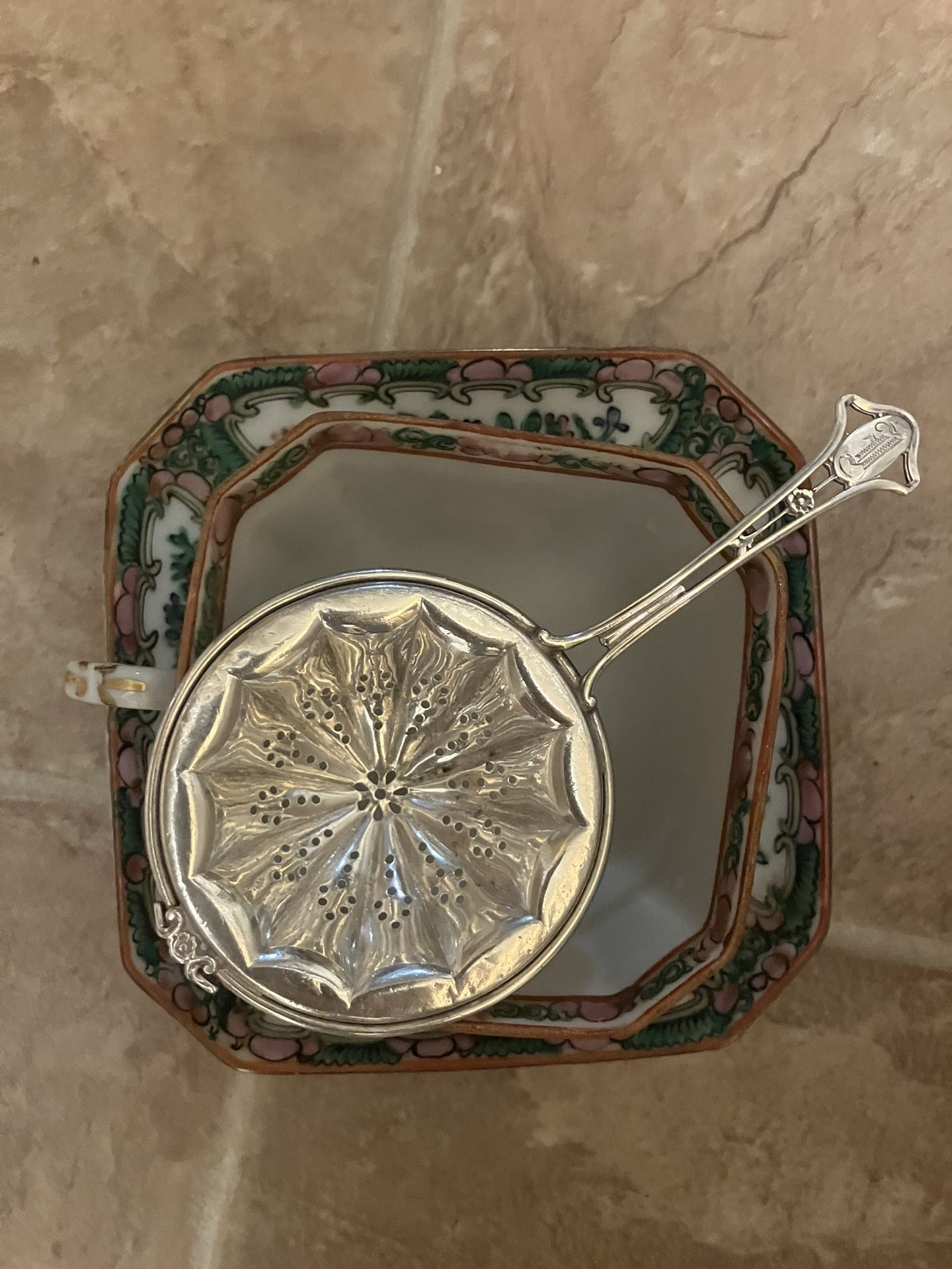 Late 1800’s Antique Sterling Silver Over Cup Tea Strainer