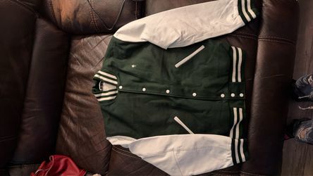 New Palm Tree Crew Icon Varsity Jacket - Forest Green/White - Size Large