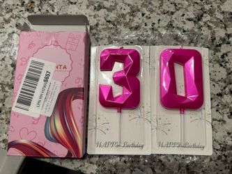 DERVENTA Vela grande de cumpleaños número 3D morado 3.7 pulgadas, decoración de pastel, 1 pieza (número 30 morado)