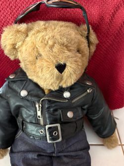 Biker Teddy Bear with Leather Jacket and Sunglasses