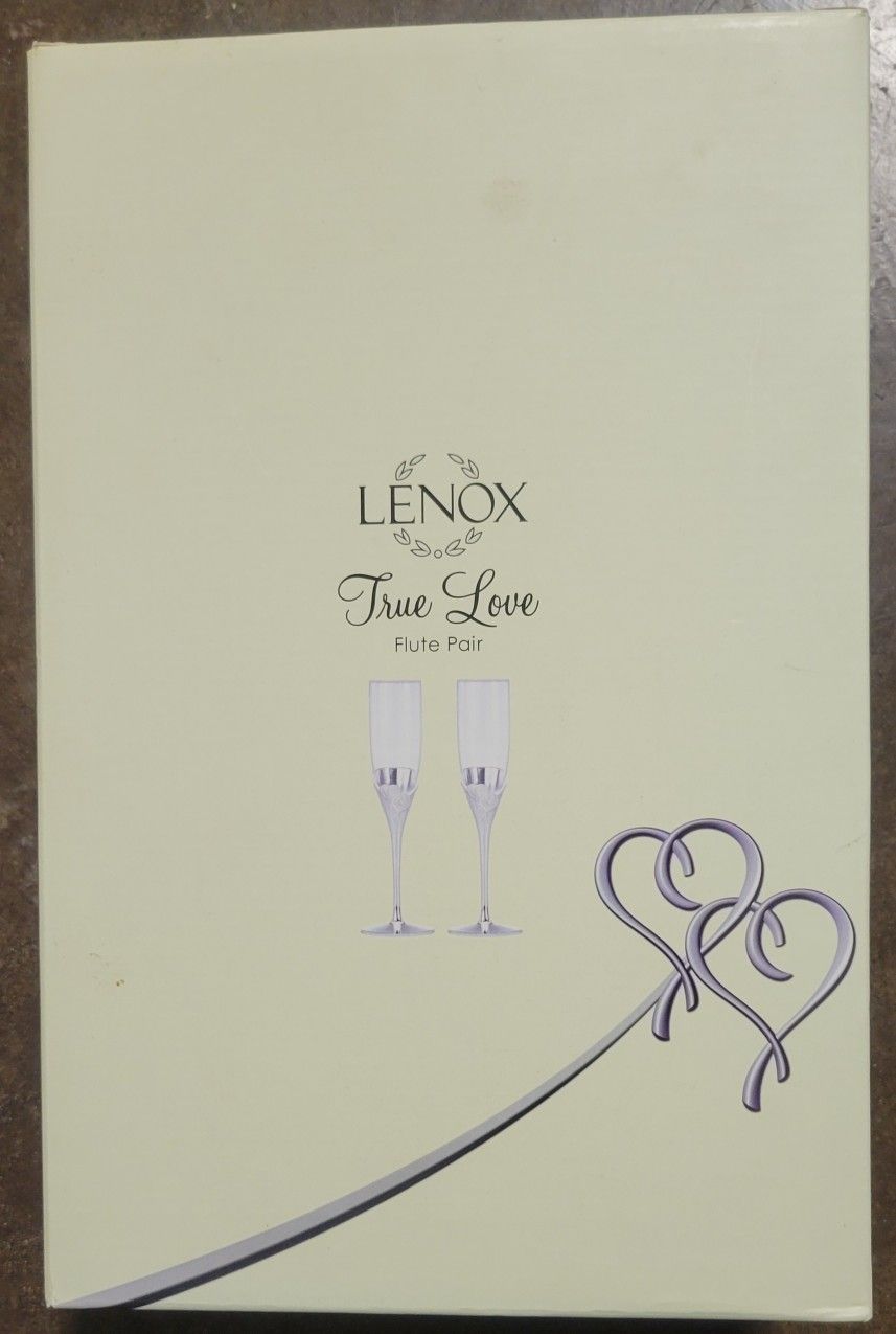 Lenox True Love Silver Plate Champagne Flute Drinking Glass Pair 6 oz 