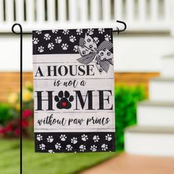 Paw Print Linen Garden Flag 12.5" x 18"