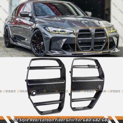 ST Style Real Carbon Fiber Nose Grill Grille For 2021-2026 BMW M3 G80 M4 G82 G83