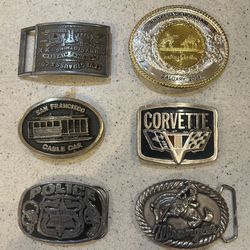 6- Vintage Metal Belt Buckles