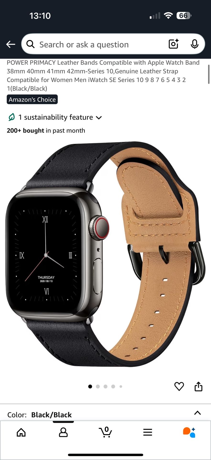 Black Leather Apple Watch Band
