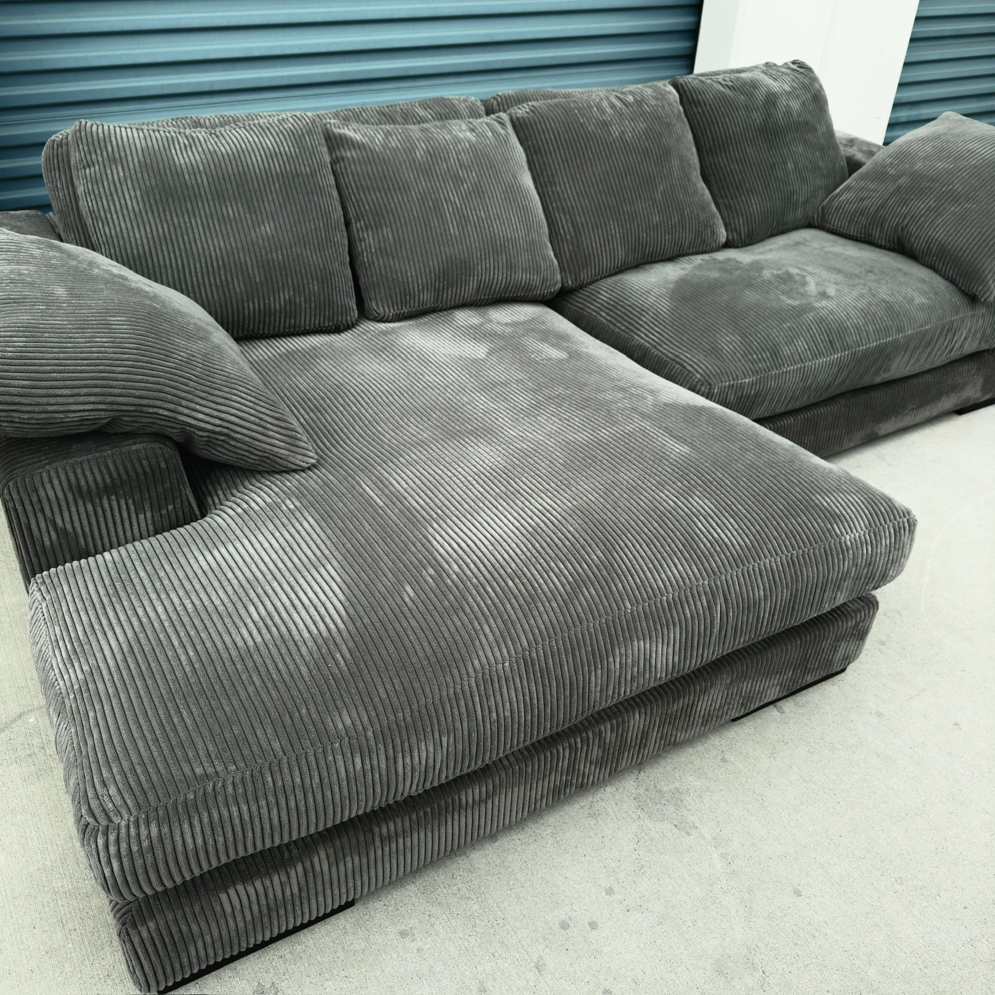 Dark Gray Reversible Sectional Couch Sofa In Like New Condition