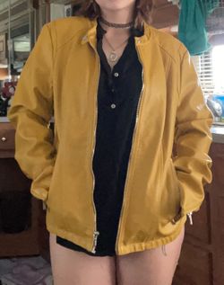 Express yellow leather jacket