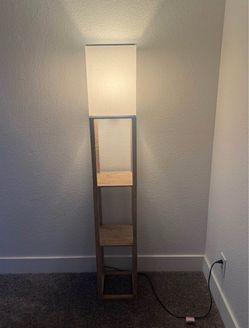 Floor Lamp with Wood Shelf Tower