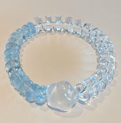 Blue Topaz Clear Quartz Rondelle Crystal Bracelet