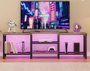 Industrial style mass TV stand with LED lights