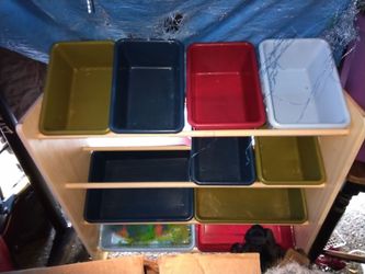 Kids Toy Storage Unit with Plastic Bins