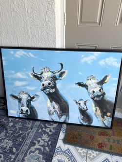 Fun Cow Framed Canvas 34x50”
