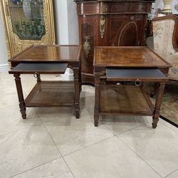 Pair of Beautiful Mid Century Drexel Heritage Two Tier Caned Side/Tea Tables Circa 1970’s🌷