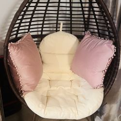Large Wicker Egg Chair With Cushion For Sale 