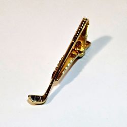 Anson Golf Club Tie Bar Clip 2" Gold Tone Vintage Metal Accessory