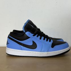 Nike Air Jordan 1 Low University Blue Black Sneakers 553558-403 Men's Size 10