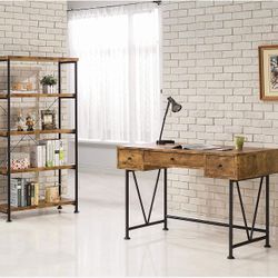 Analiese 3-drawer Writing Desk Antique Nutmeg and Black