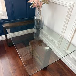 Glass And Acorn Finish Coffee Table
