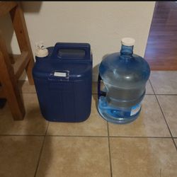 2 Water Storage Containers 1- 5 Gallon with Spigot & 1 - 3 Gallon Container, Perfect For Camping Or Emergency Water Storage,  Sold Together