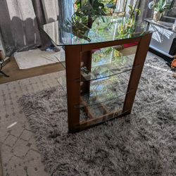 Modern Wooden Glass Shelf Media Stand Audio Rack By Demir Hamami.