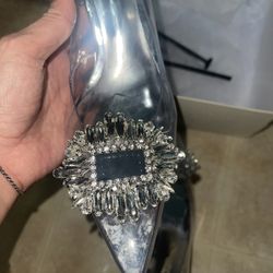 GOOD AMERICAN CINDERELLA CLEAR SHOES 