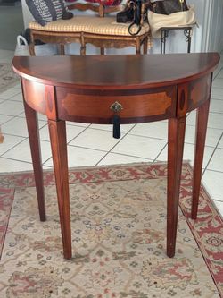 Bombay 2005 Half Round Wood Table w Drawer