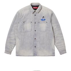 Supreme Quilted Lined Denim Snap Jacket, Size Large 