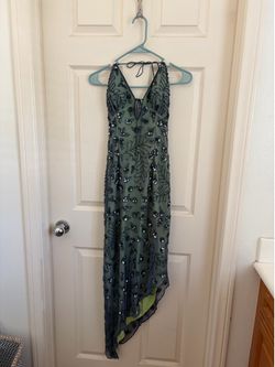 Low Back Green Sequence Dress, S