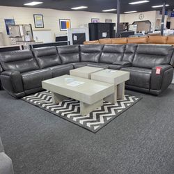Gray Leather Power Reclining Sectional Sofa 🚚WE DELIVER🚚