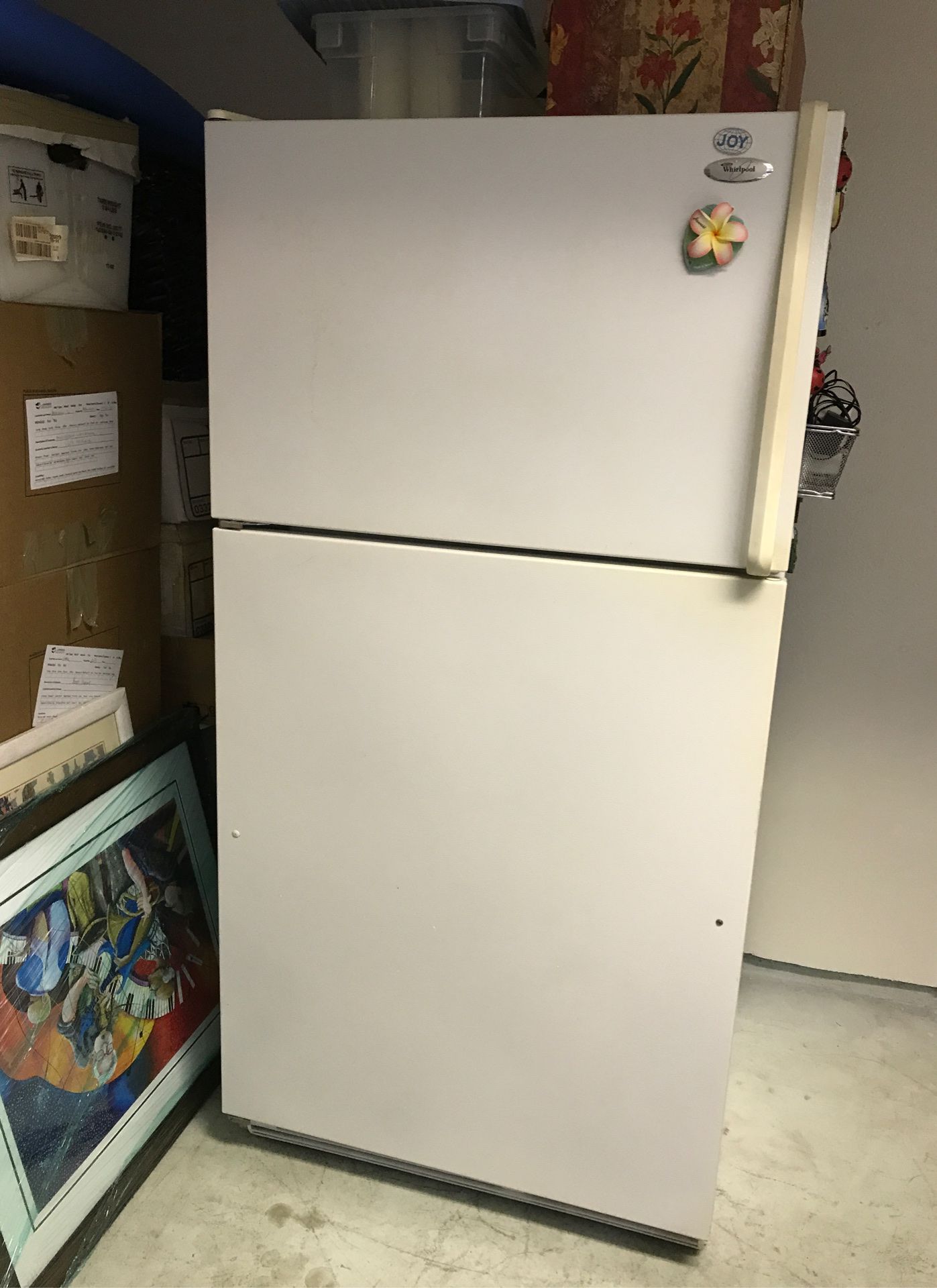 Whirlpool refrigerator with freezer on top