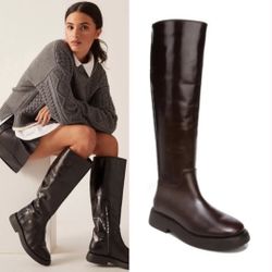 NWOT SARTO By Franco Sarto A-Eliza Knee High Boots Rich Brown Leather Size 7