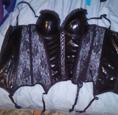 Vegan Leather Lace Corset 