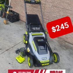 RYOBI 40V CORDLESS LAWM MOWER BATTERY AND CHARGER 