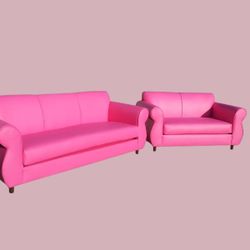 BRAND NEW SOFA And LOVESEAT SET. Pink LEATHER  CUSTOM MADE AVAILABLE 
