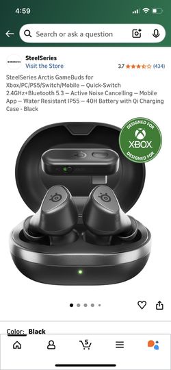 SteelSeries Arctis GameBuds for Xbox/PC/PS5/Switch/Mobile — Quick-Switch 2.4GHz+Bluetooth 5.3 — Active Noise Cancelling — Mobile App — Water Resistant