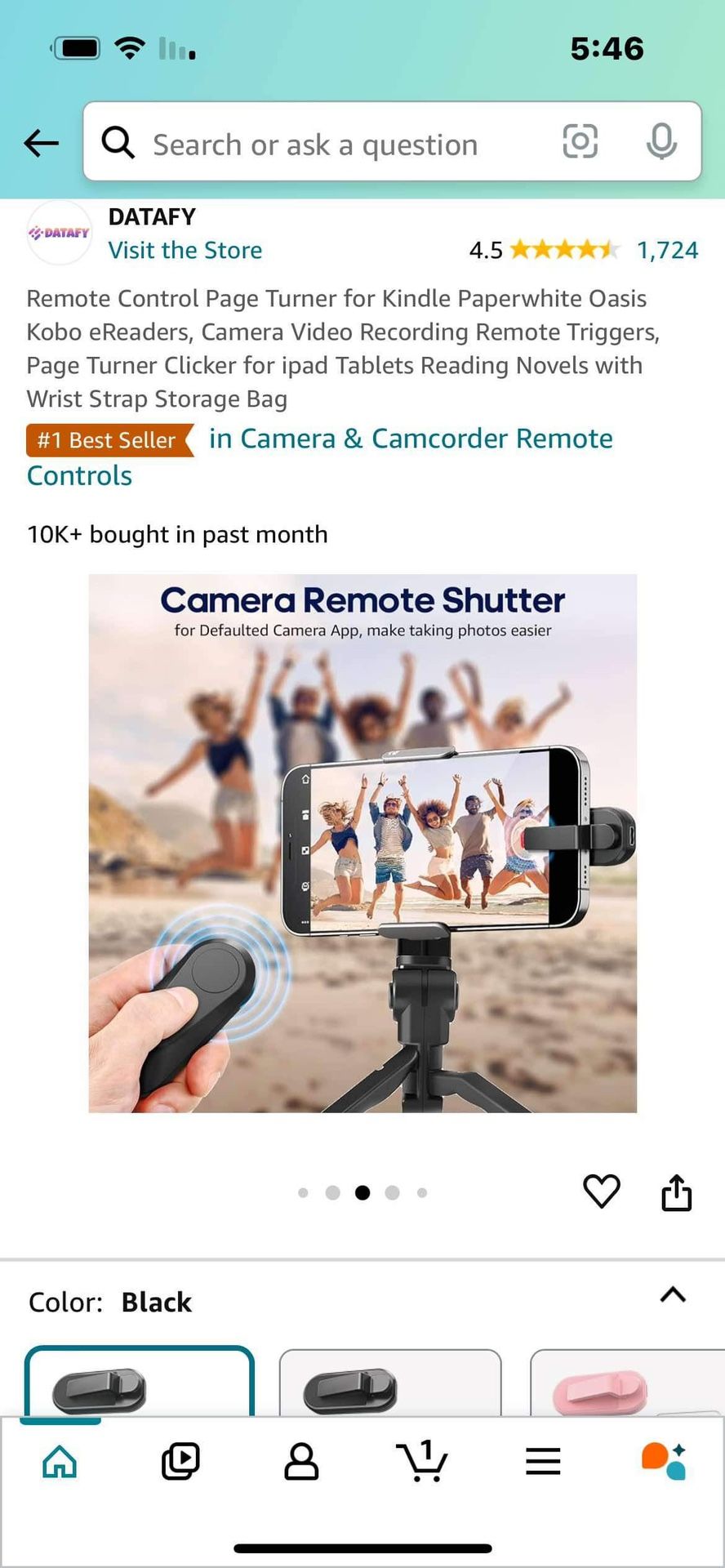 Remote Control Page Turner for Kindle Paperwhite Oasis Kobo eReaders, Camera Video Recording Remote Triggers, Page Turner Clicker for ipad Tablets Rea