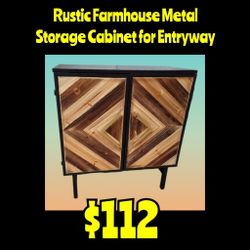 New Rustic Farmhouse Metal  Storage Cabinet for Entryway: Njft
